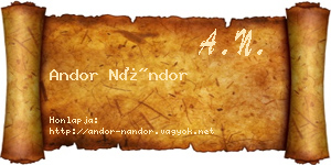 Andor Nándor névjegykártya