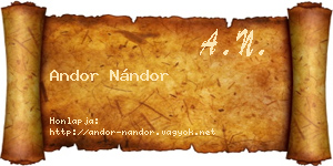 Andor Nándor névjegykártya